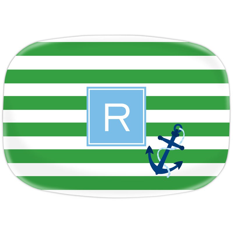boatman geller stripe anchor platter