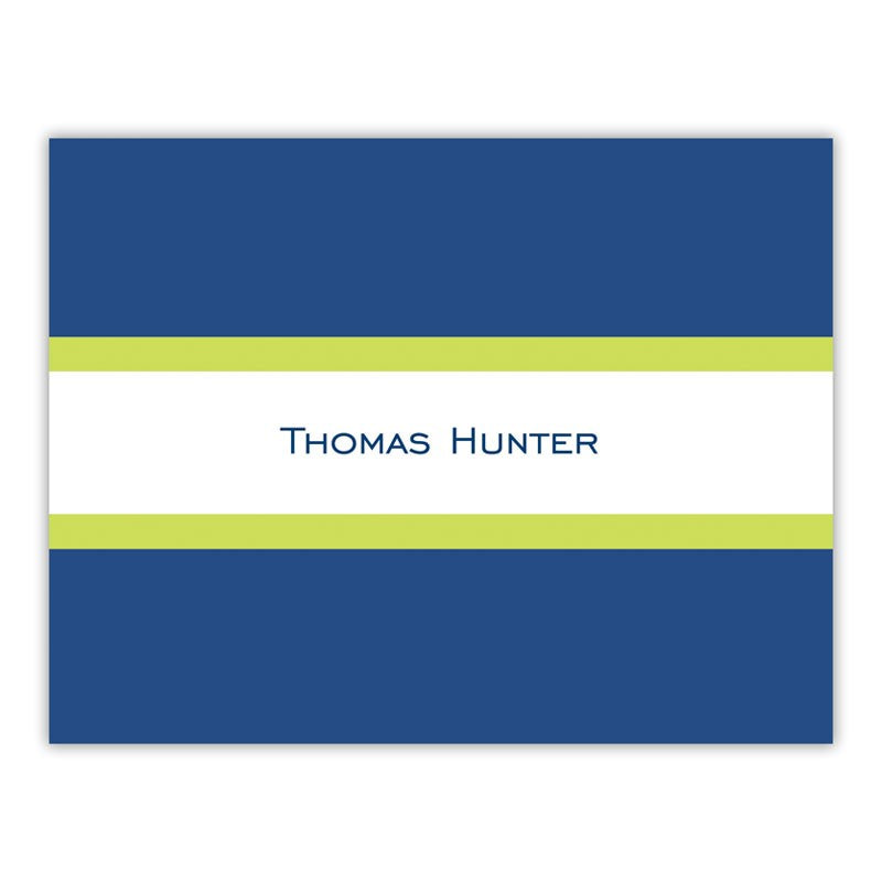 boatman geller stripe navy & lime foldover note