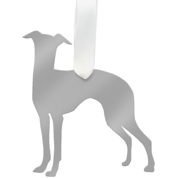 moon and lola whippet christmas ornament - silver