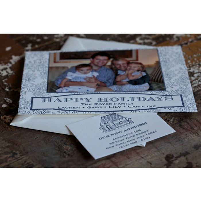 navy snow holiday card