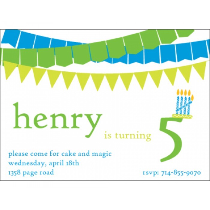 kid's parties invitations - banner year green