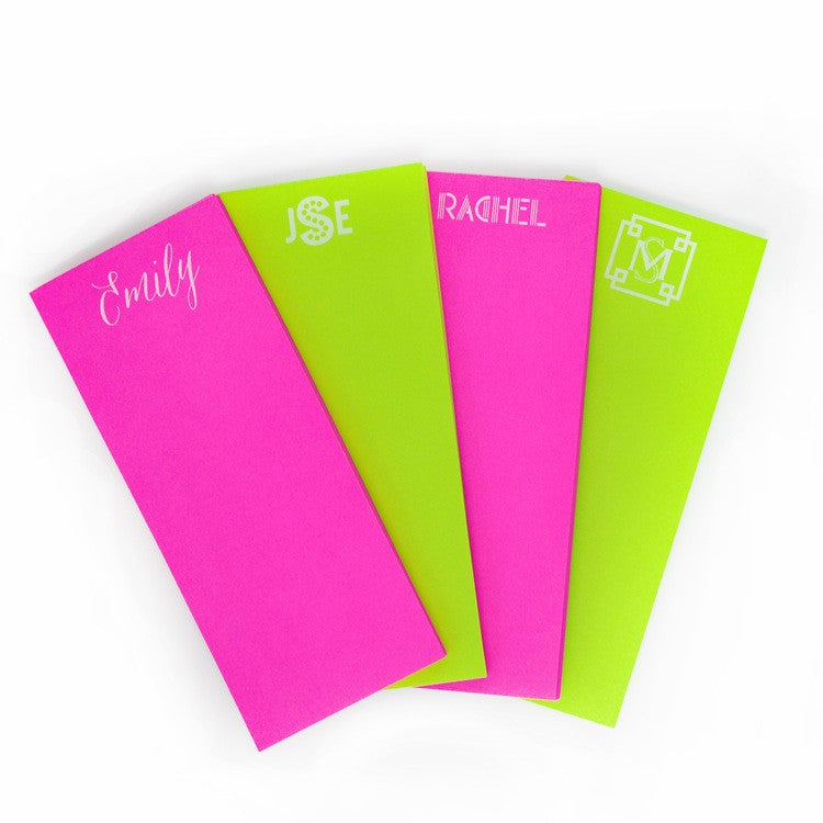 White on Bright Personalized Skinny Note Pad