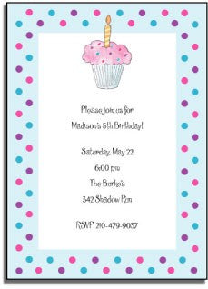 personalized invitations  birthday cupcake