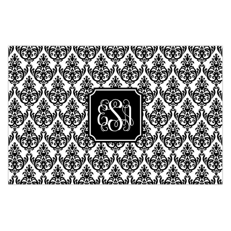 boatman geller madison damask white with black disposable placemats