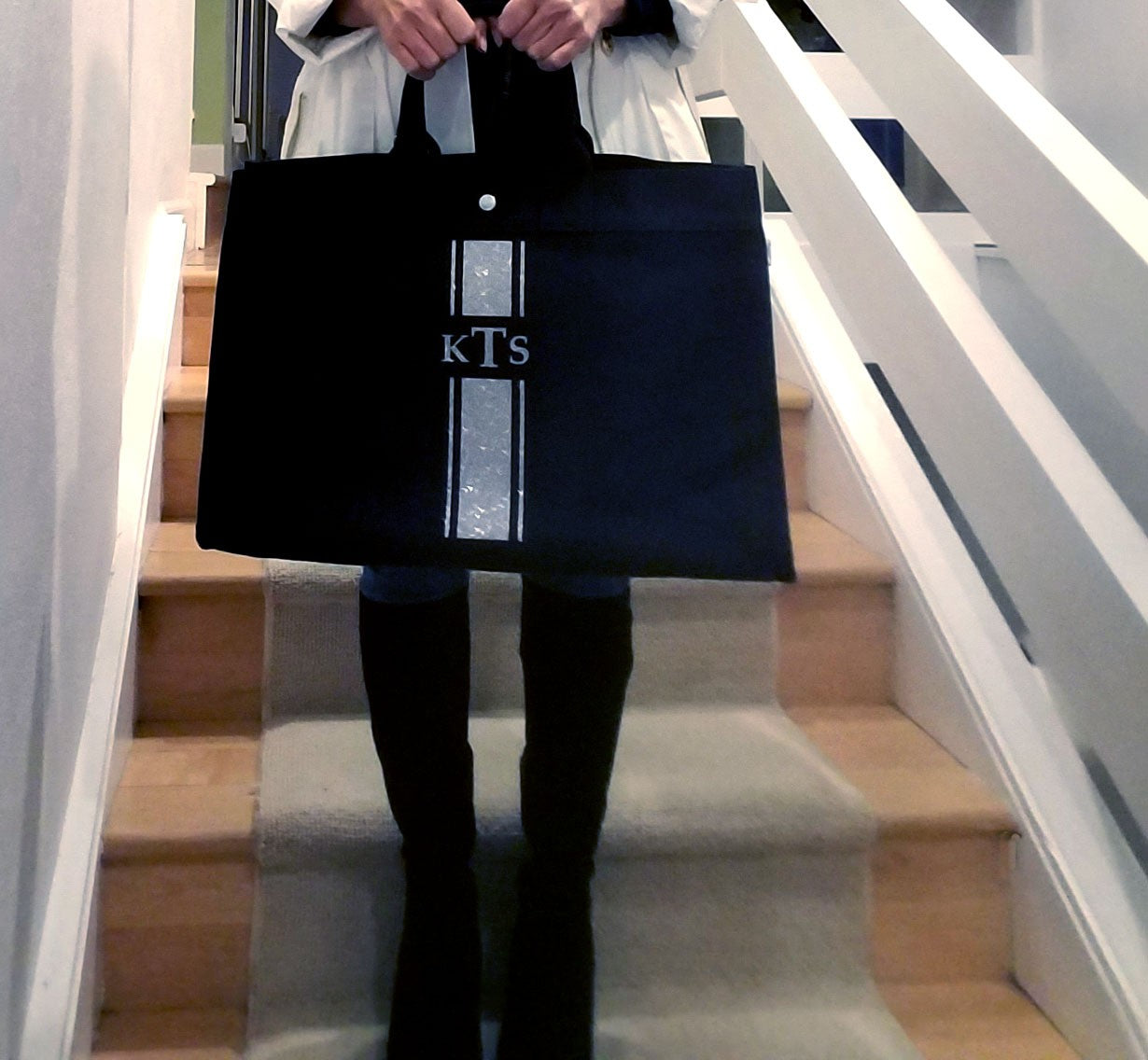 monogram stripe tote
