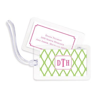 boatman geller bamboo green & raspberry bag tags