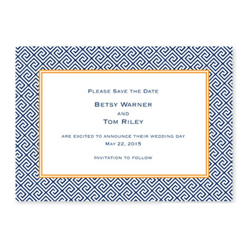 boatman geller greek key navy large flat notecard