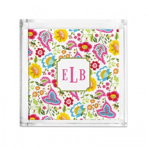 Lucite Tray Petite Bright Floral