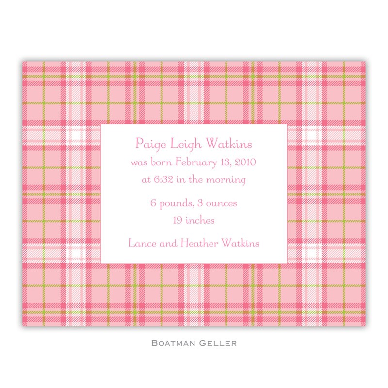 boatman geller plaid pink small flat notecard