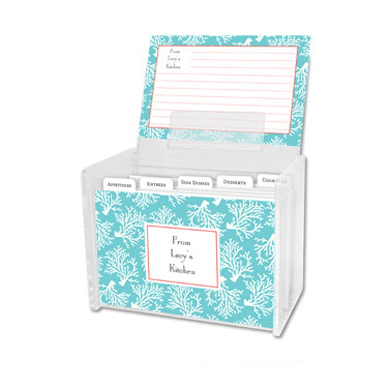 boatman geller coral repeat teal recipe box