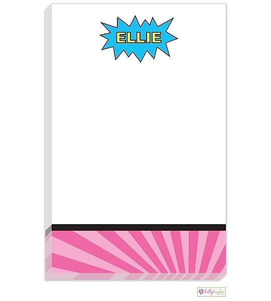 personalized - pink superhero notepad