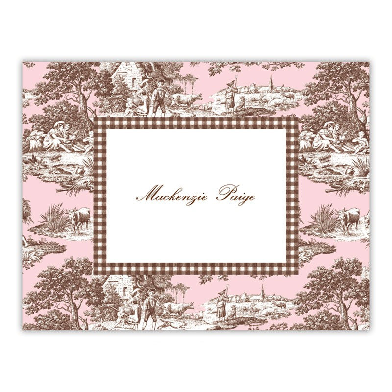 boatman geller toile pink & brown foldover note