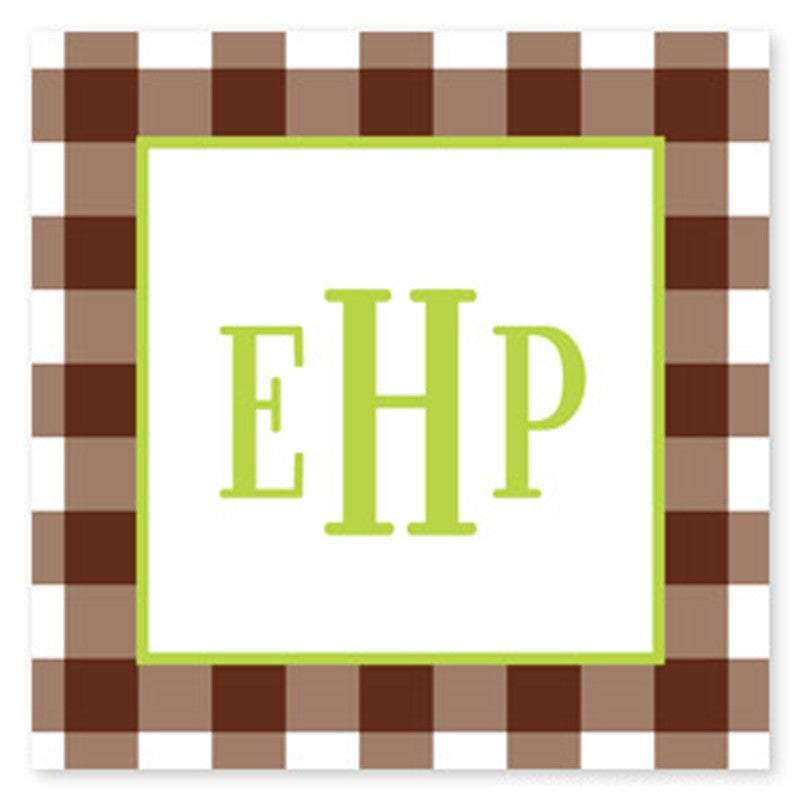 boatman geller classic check chocolate square sticker