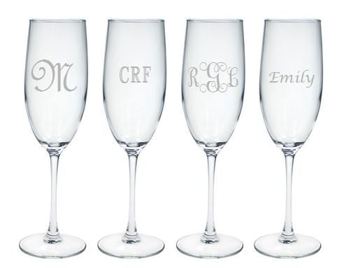 personalized champagne flute set of 4 (glass)