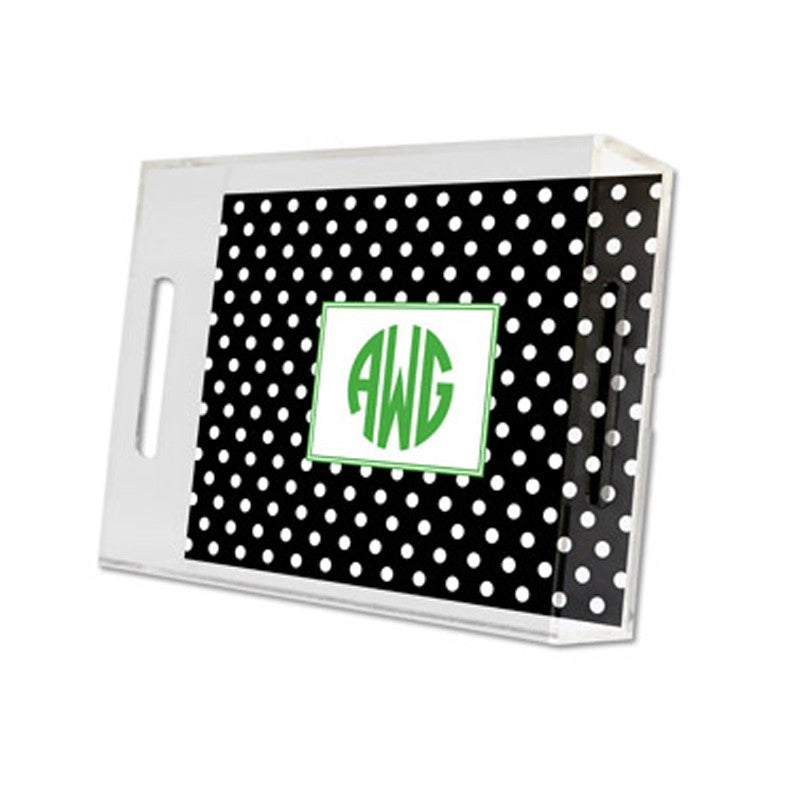 polka dot black lucite tray - small