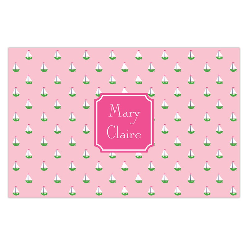 boatman geller little sailboat pink disposable placemats