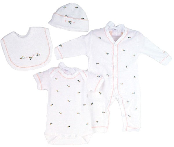 rosebuds deluxe embroidered layette set by gordonsbury