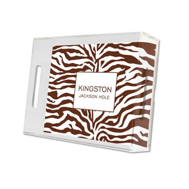 zebra brown lucite tray - small