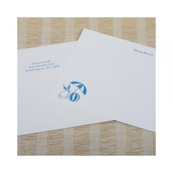 bunny beach rabbit baby stationery