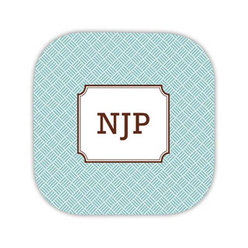 basketweave slate coaster rounded coaster (set of 4)