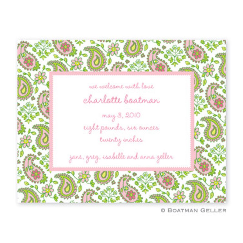 boatman geller baby paisley pink small flat notecard