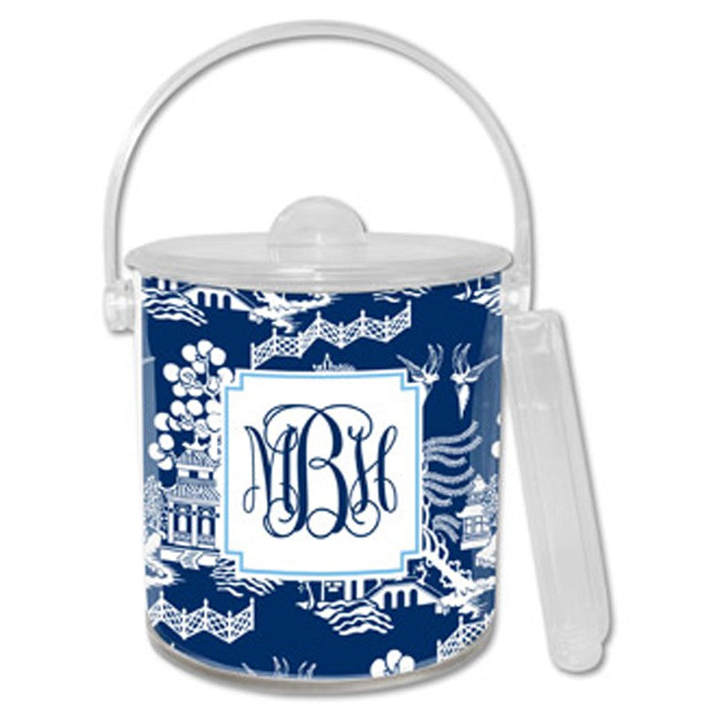 boatman geller chinoiserie navy ice bucket
