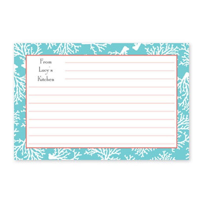 boatman geller coral repeat teal recipe card