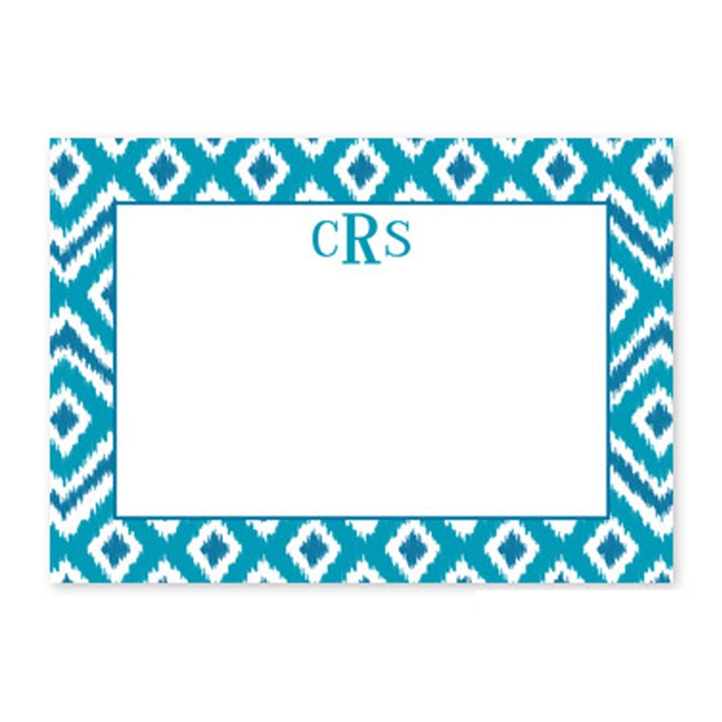 boatman geller ikat turquoise large flat notecard