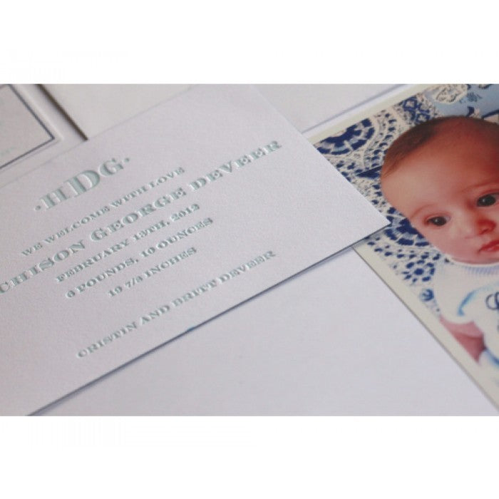 letterpress baby announcement - hutchison