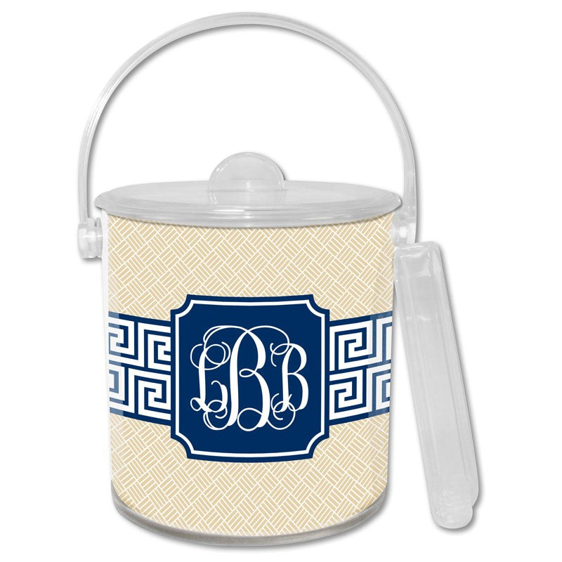 boatman geller greek key band navy ice bucket