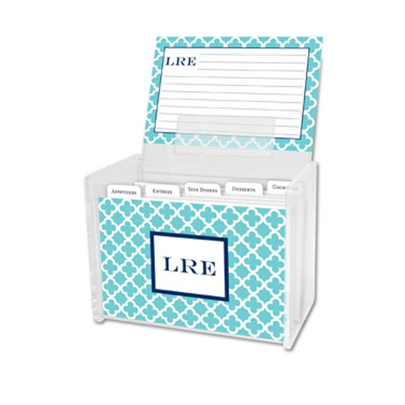 boatman geller bristol tile teal recipe box