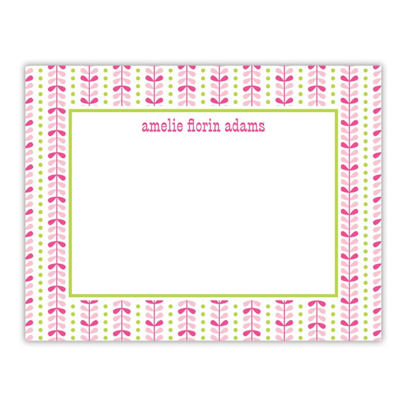 boatman geller bright vine pink & green small flat notecard