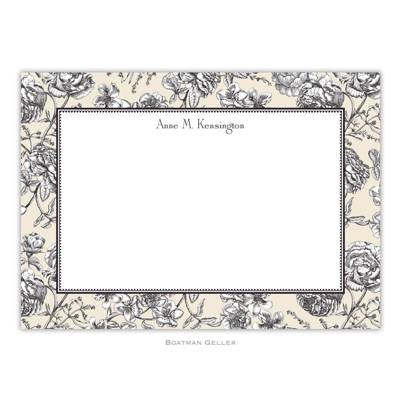 boatman geller floral toile cream large flat notecard