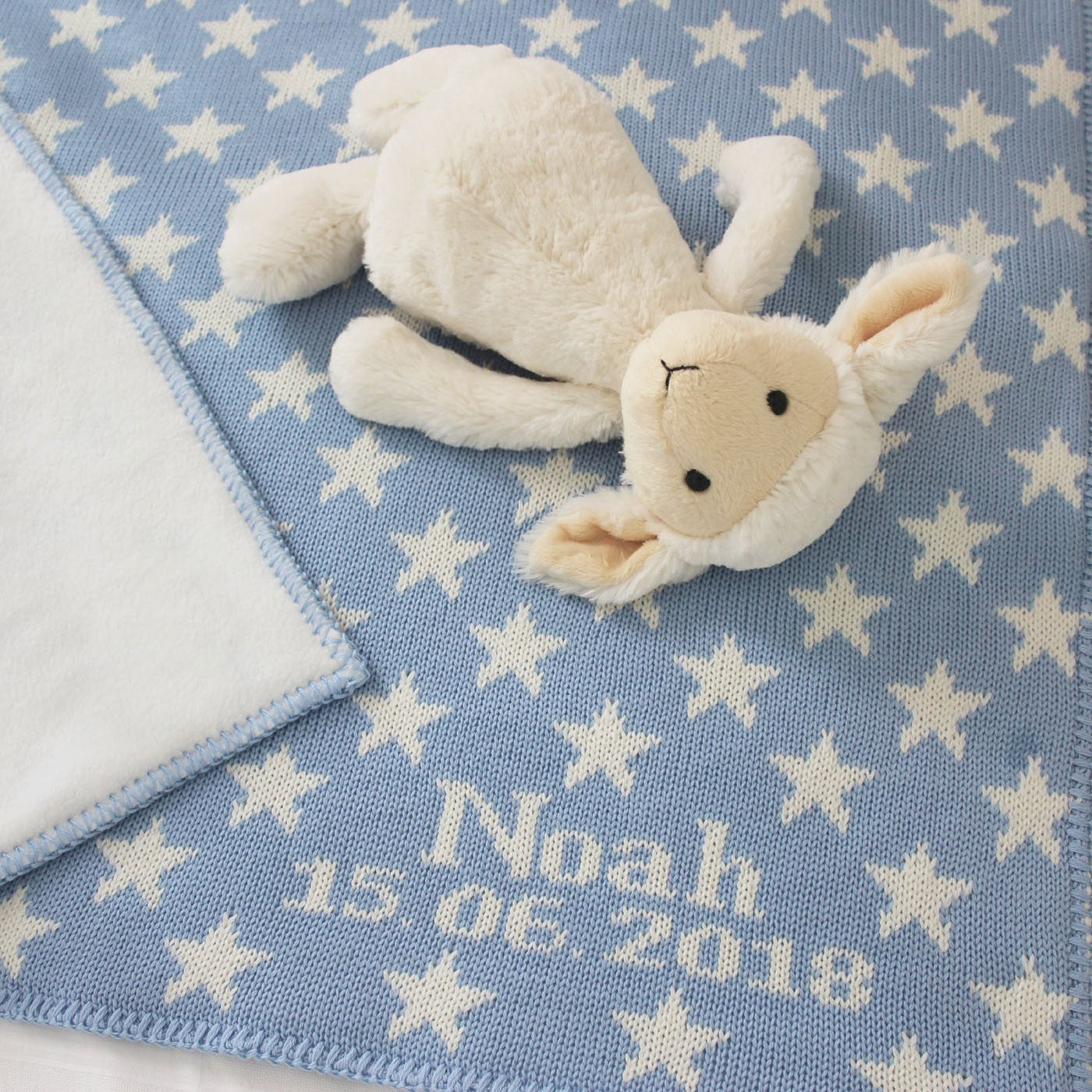 blue stars personalized baby blanket