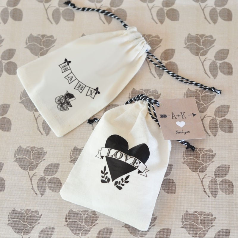 Vintage Muslin Favor Bags (set of 12)