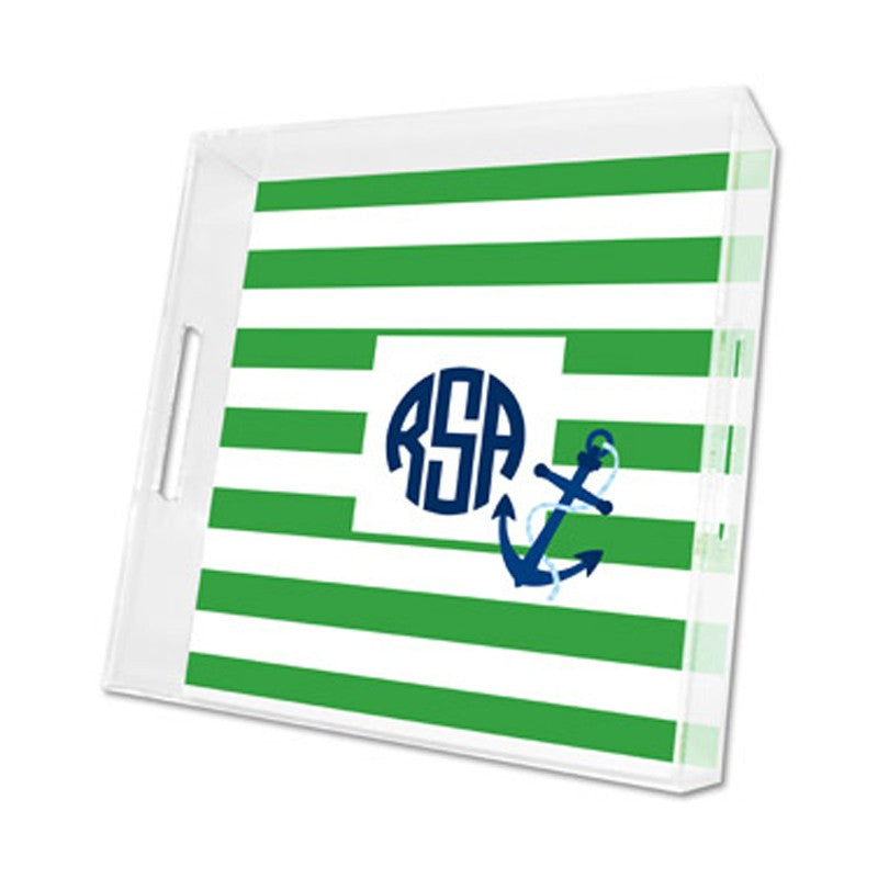 stripe anchor lucite tray - square