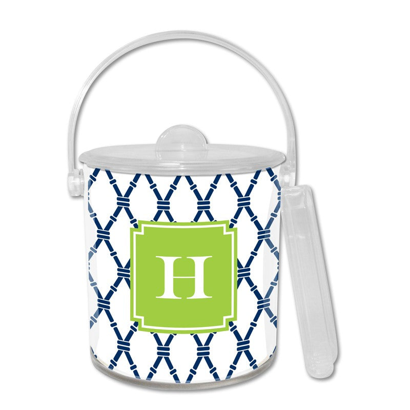 boatman geller bamboo navy & green ice bucket