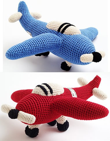 crocheted airplane - lime green
