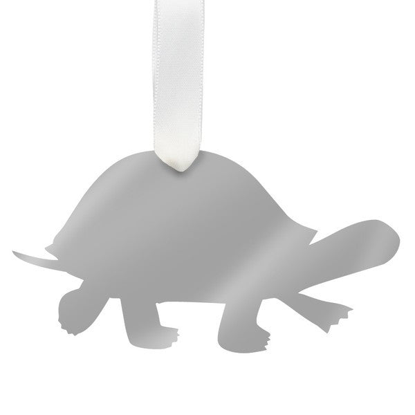 moon and lola turtle christmas ornament - silver