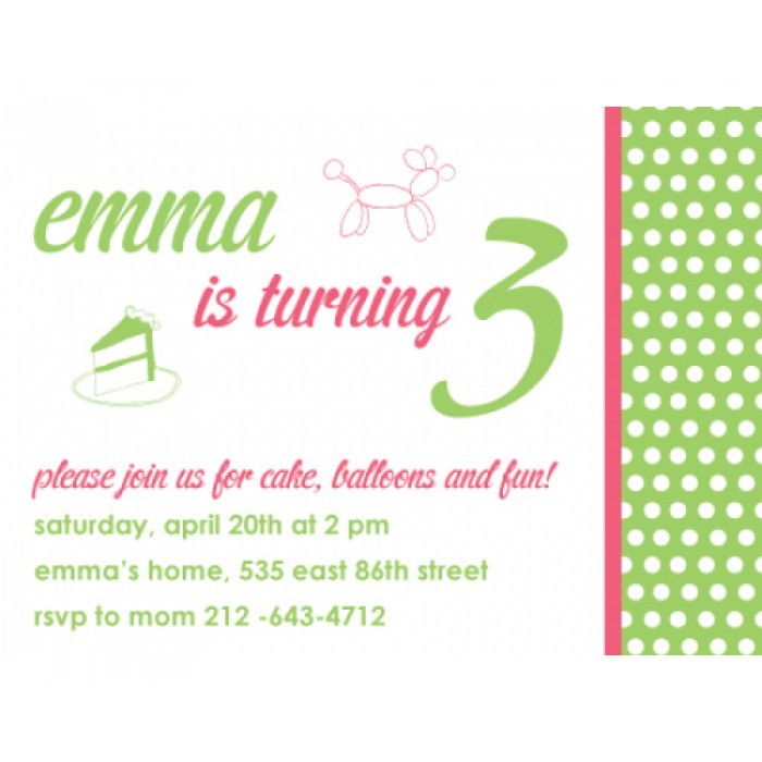 kid's parties invitations - cake and fun lime