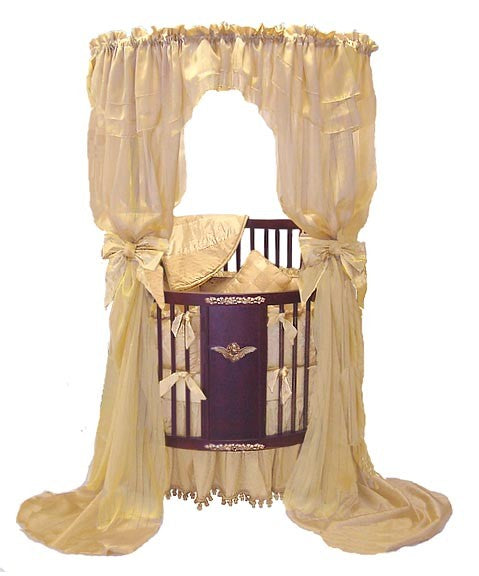 golden wreath canopy round crib