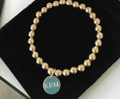 14k gold filled beaded bracelet with monogram initials