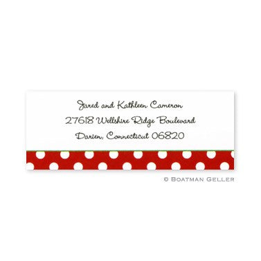boatman geller dot red with green address labels