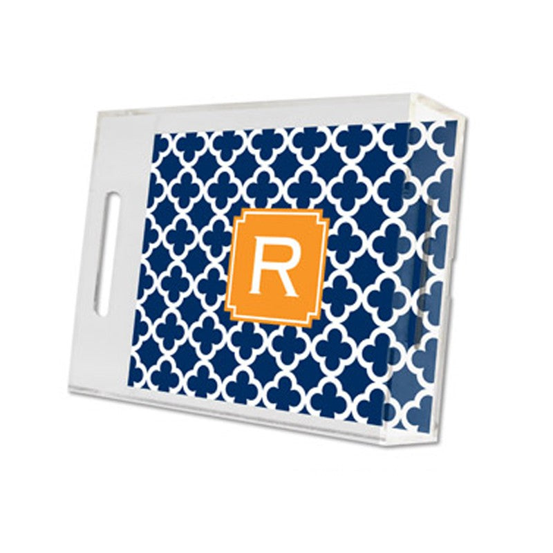 bristol tile navy lucite tray - small