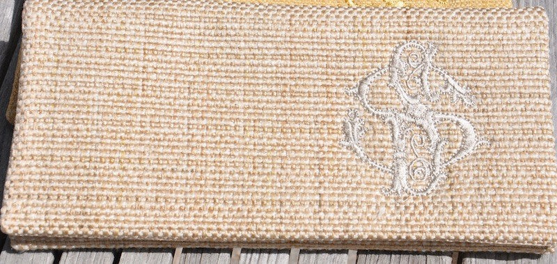 linen clutch with monogram