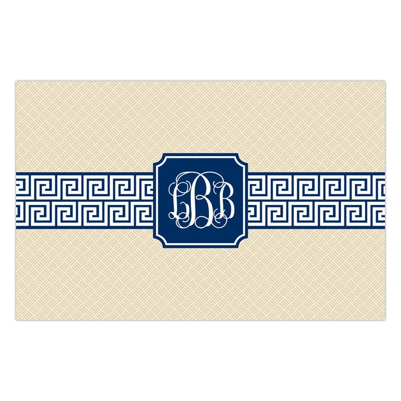 boatman geller greek key band navy placemat