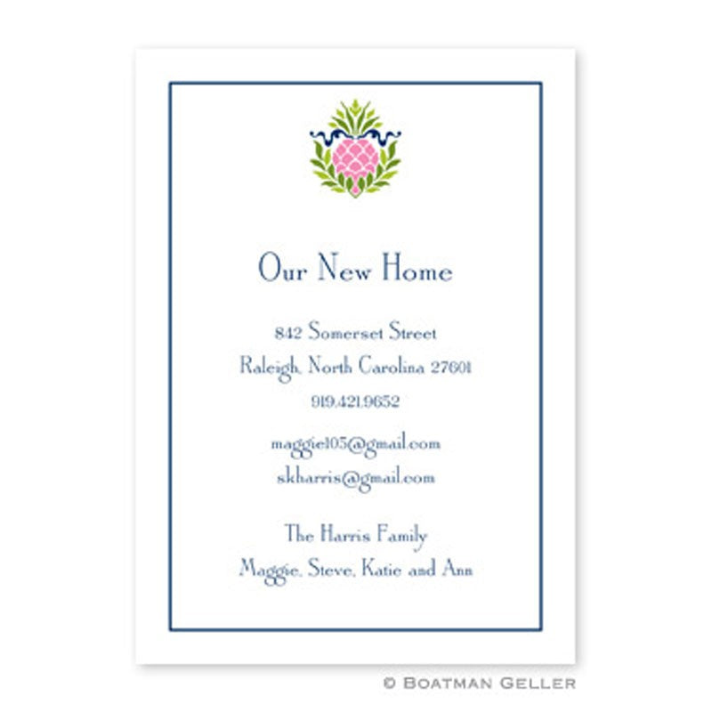 boatman geller pineapple ribbon pink large flat notecard