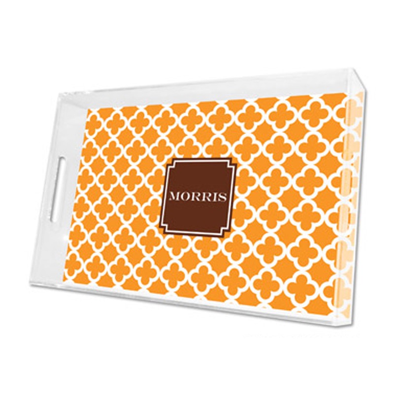 bristol tile tangerine lucite tray - large