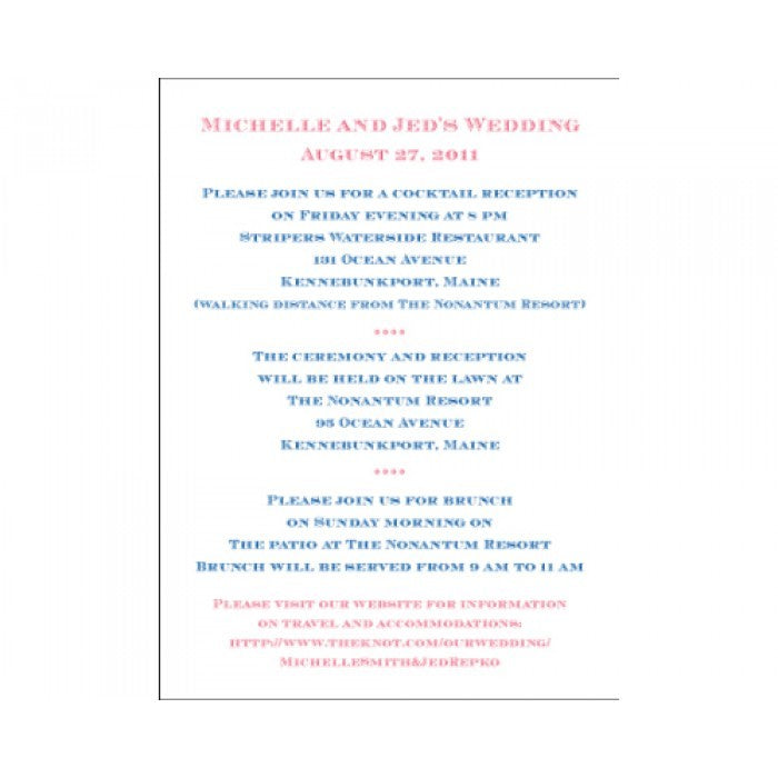 michelle & jed activties card
