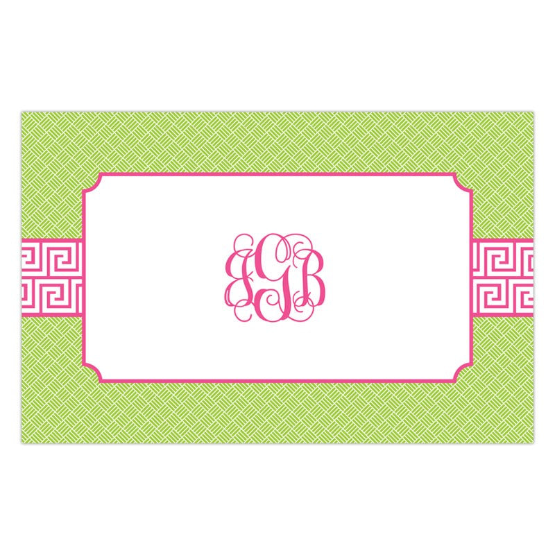 boatman geller greek key band pink placemat